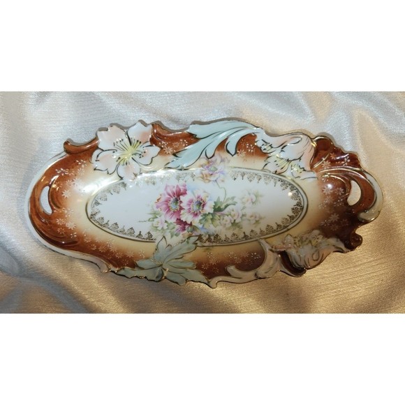 COPY - Cloisonne Trinket Dish Decoration Exquisite Floral Red and Goldtone - Picture 4 of 6